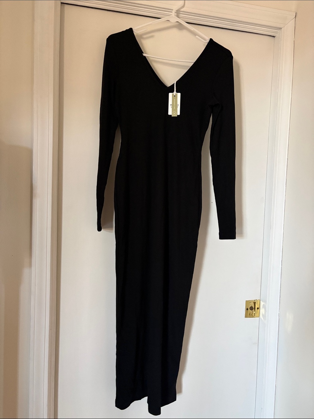 Marine Layer Lexi Rib V-Neck Maxi Dress Black